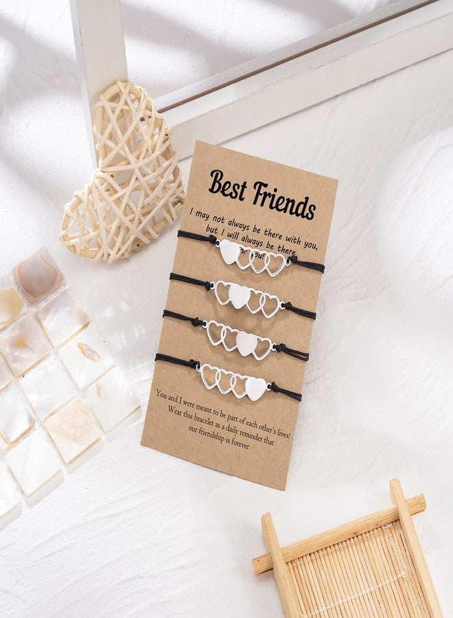 Tarsus 4 Best Friend Bracelets Matching Sister Friendship Heart Bracelet Jewelry Valentine Galentines Day Gifts for Friends Bff Teen Women Family - Image 3